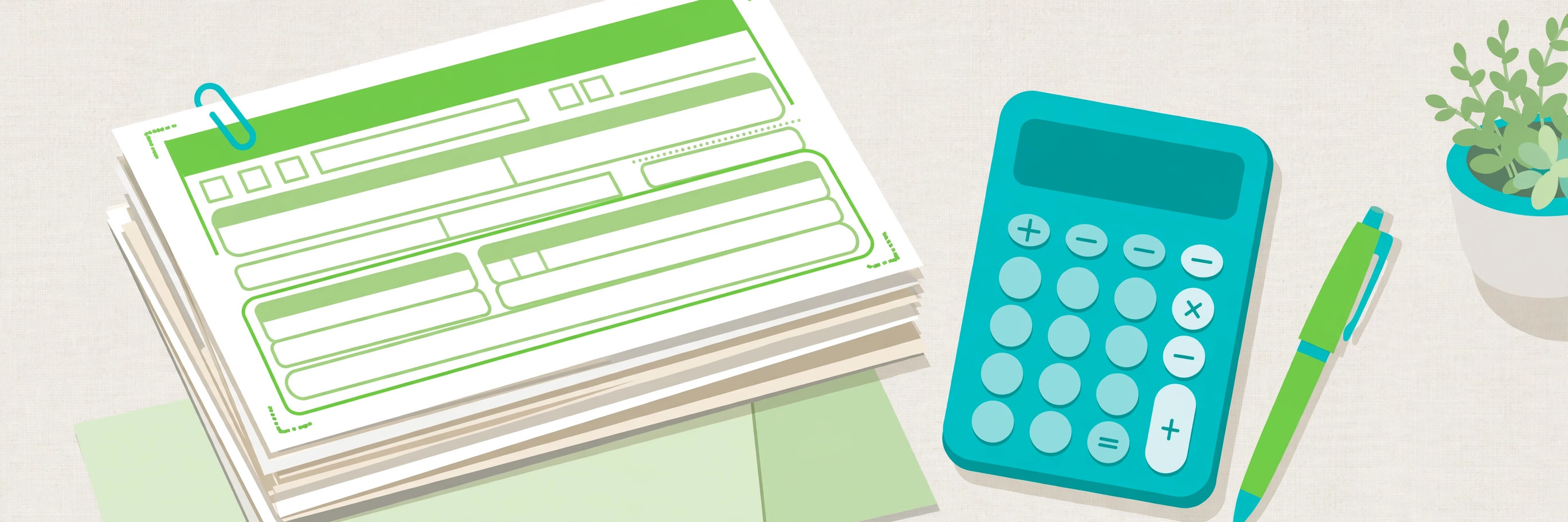 Formularios de impuestos 1099 junto a una calculadora